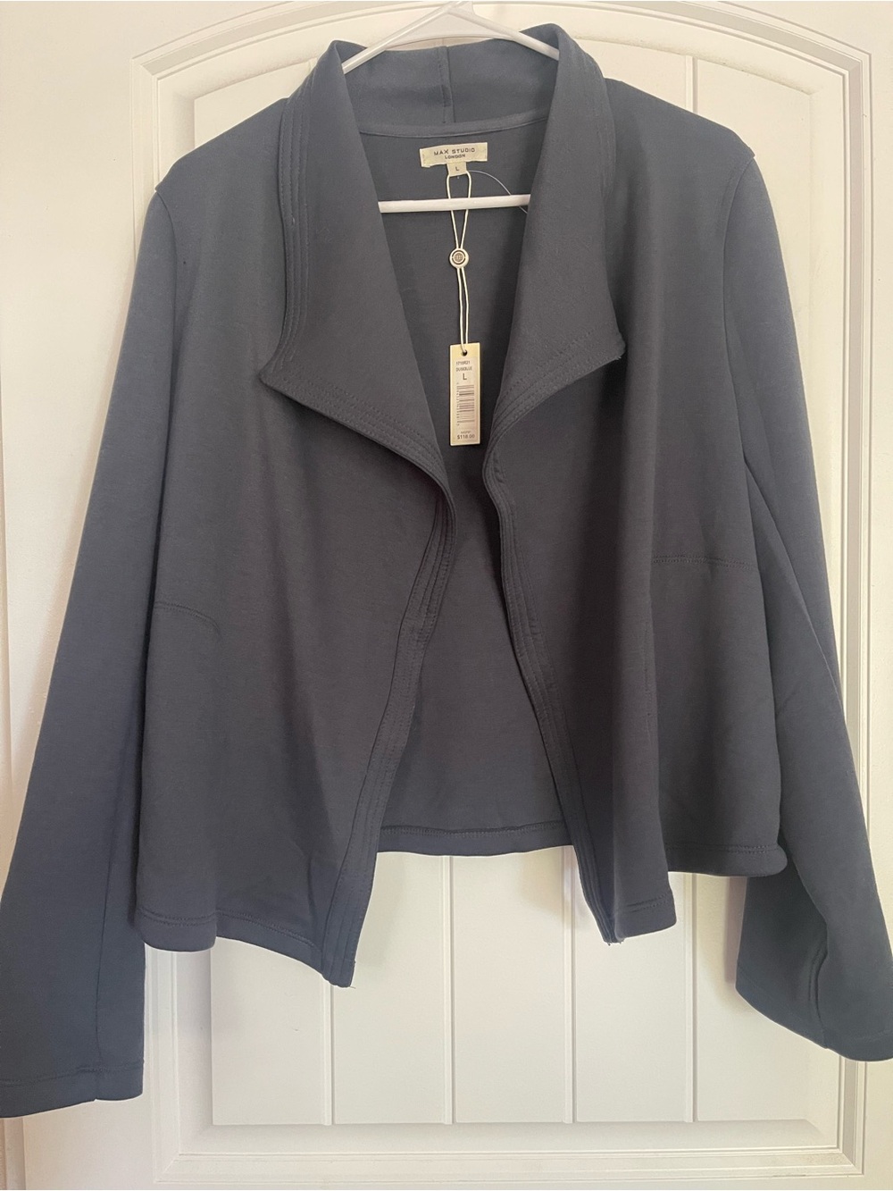 Max Studio Open-Front Jacket in Charcoal